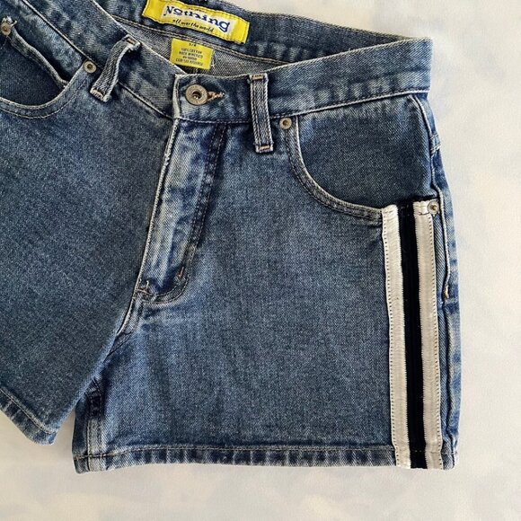 Vintage Nothing Side Stripe Medium Wash Denim Jean Shorts - Picture 4 of 6
